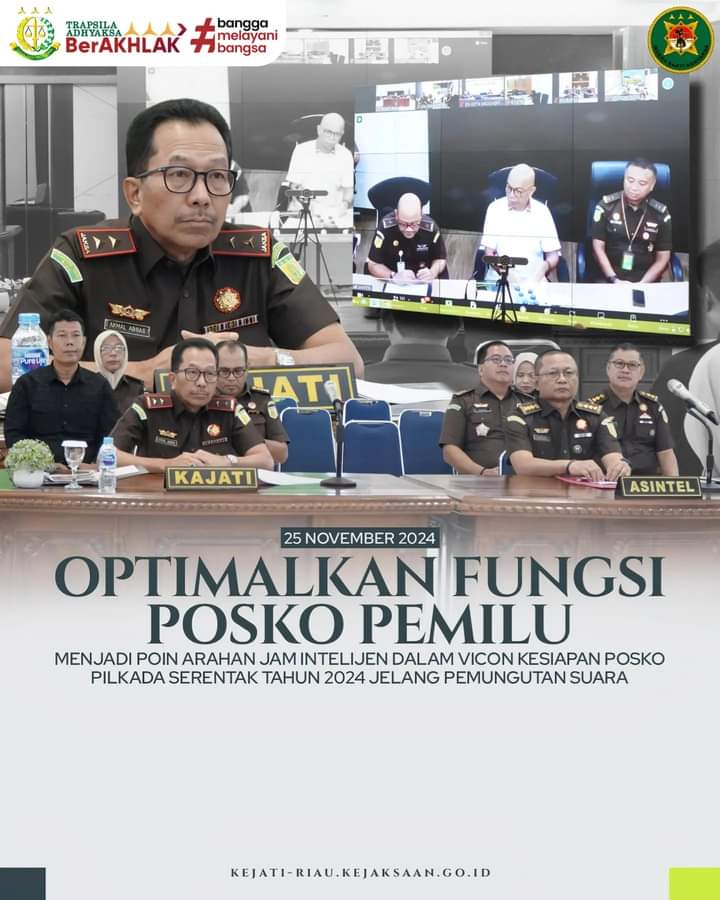 Kajati Riau Bersama Asintel Dan Jajaran Ikuti Vicon JAM Intelijen, Ini Hasilnya