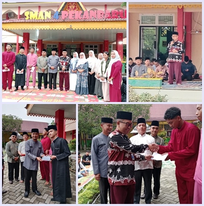 Peduli Sesama, SMAN 4 Pekanbaru Salurkan Paket Sembako dan Uang Tunai Kepada Siswa Kurang Mampu Dan Korban Banjir