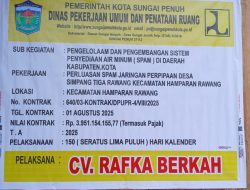 Apresiasi Kejujuran Dinas PUPR Kota Sungai Penuh: Dana SPAM Telah Cair 100%, L.I.M.B.A.H Ajak Warga Menjaga “Sisa Pekerjaan Gaib” di Lapangan