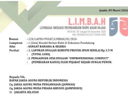 Lompat Pagar ke Jakarta! Muak Di-Pingpong di Daerah, L.I.M.B.A.H Seret Mafia Proyek Sungai Penuh ke Kejagung dan KPK.