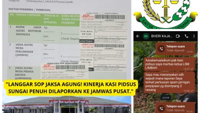 Batas Waktu Habis! L.I.M.B.A.H Pakai PERJA 017/2014 Desak Kejati Jambi Lakukan ‘Take Over’ Kasus SPAM Sungai Penuh.