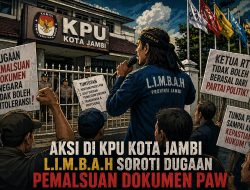 ‎Aksi di KPU Kota Jambi, L.I.M.B.A.H Soroti Dugaan Pemalsuan Dokumen PAW